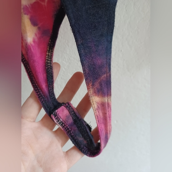 Fashion Nova multicolor pink purple bodysuit with front lace up, Small, like new - Picture 6 of 7